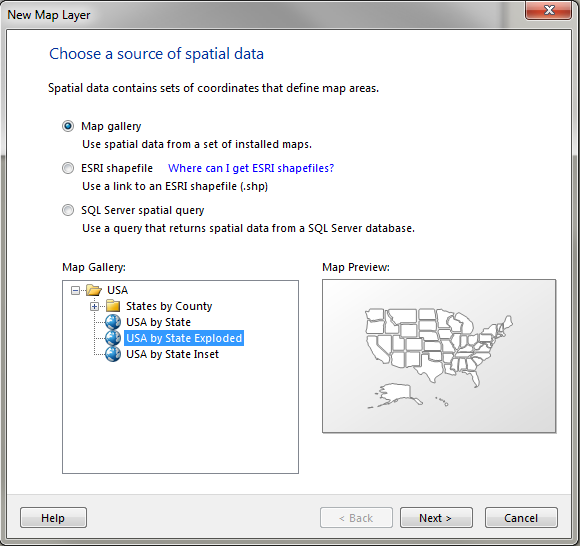 Figure 1: New map layer – choose a source of spatial data