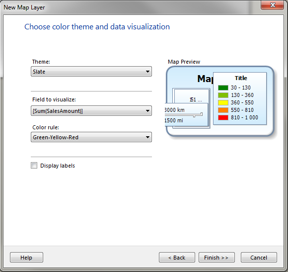 Figure 6: New map layer – choose color theme and data visualization